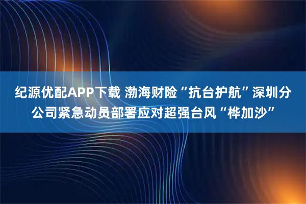纪源优配APP下载 渤海财险“抗台护航”深圳分公司紧急动员部署应对超强台风“桦加沙”