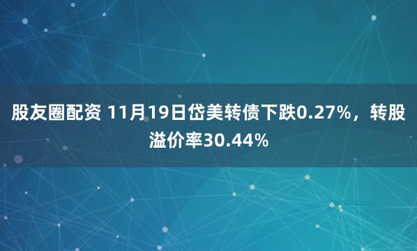 股友圈配资 11月19日岱美转债下跌0.27%，转股溢价率30.44%