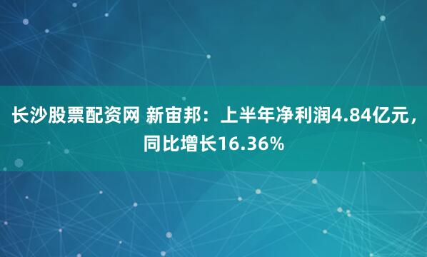 长沙股票配资网 新宙邦：上半年净利润4.84亿元，同比增长16.36%